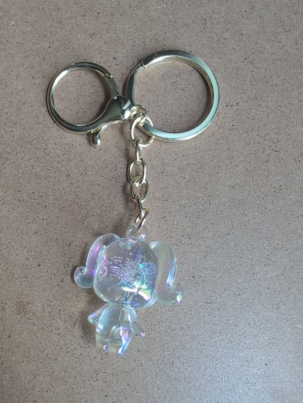 Iridescent Clear Girl Charm Keychain Bag Charm